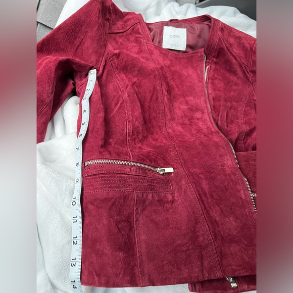Burgundy Large Suede Mango Jacket - Picture 8 of 9